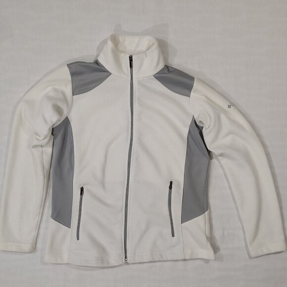 Columbia Sportswear Full Zip Fleece Jacket Womens Size Medium White Gray Pockets - Picture 5 of 16